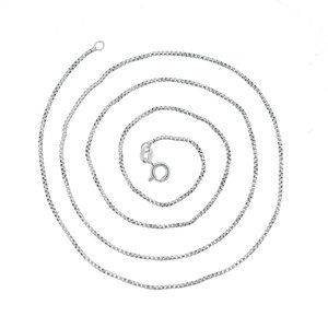 925 Sterling Silver Round Box Chain Necklace 1.3 mm Made In Italy